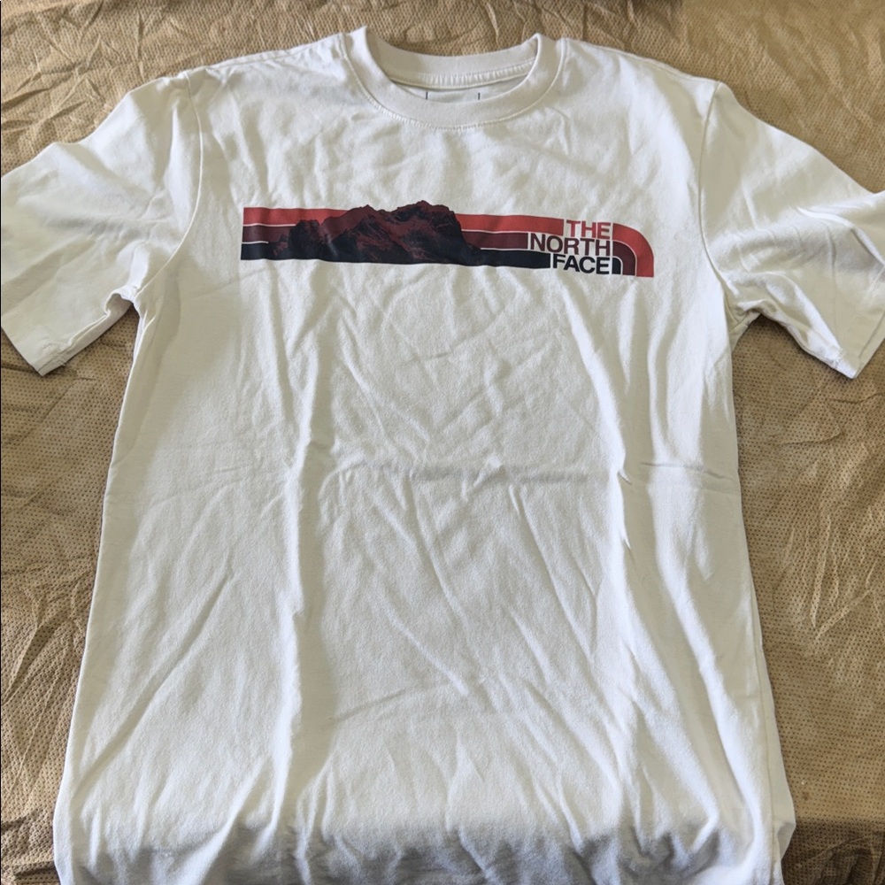 The North Face White Tee with Red and Black Graphic